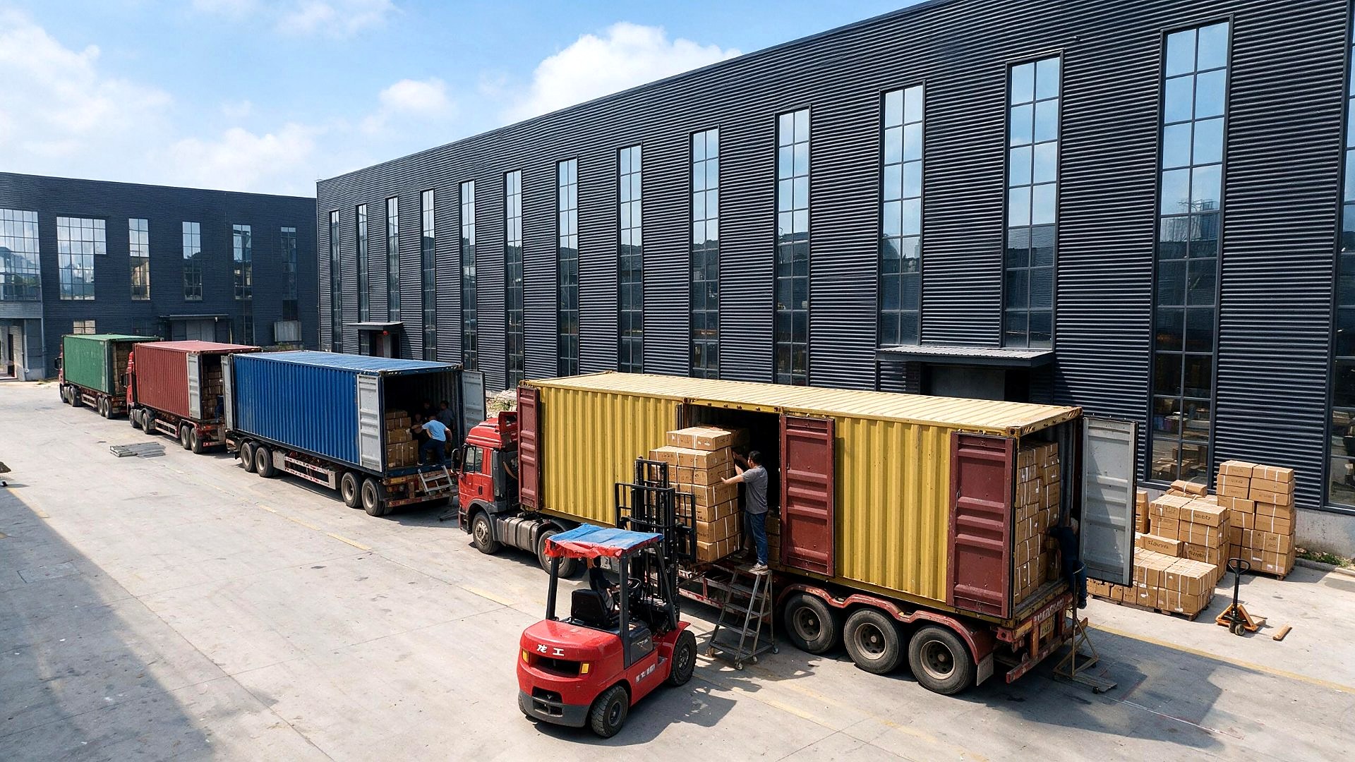 WANDYY export loading - cartons being loaded into shipping containers