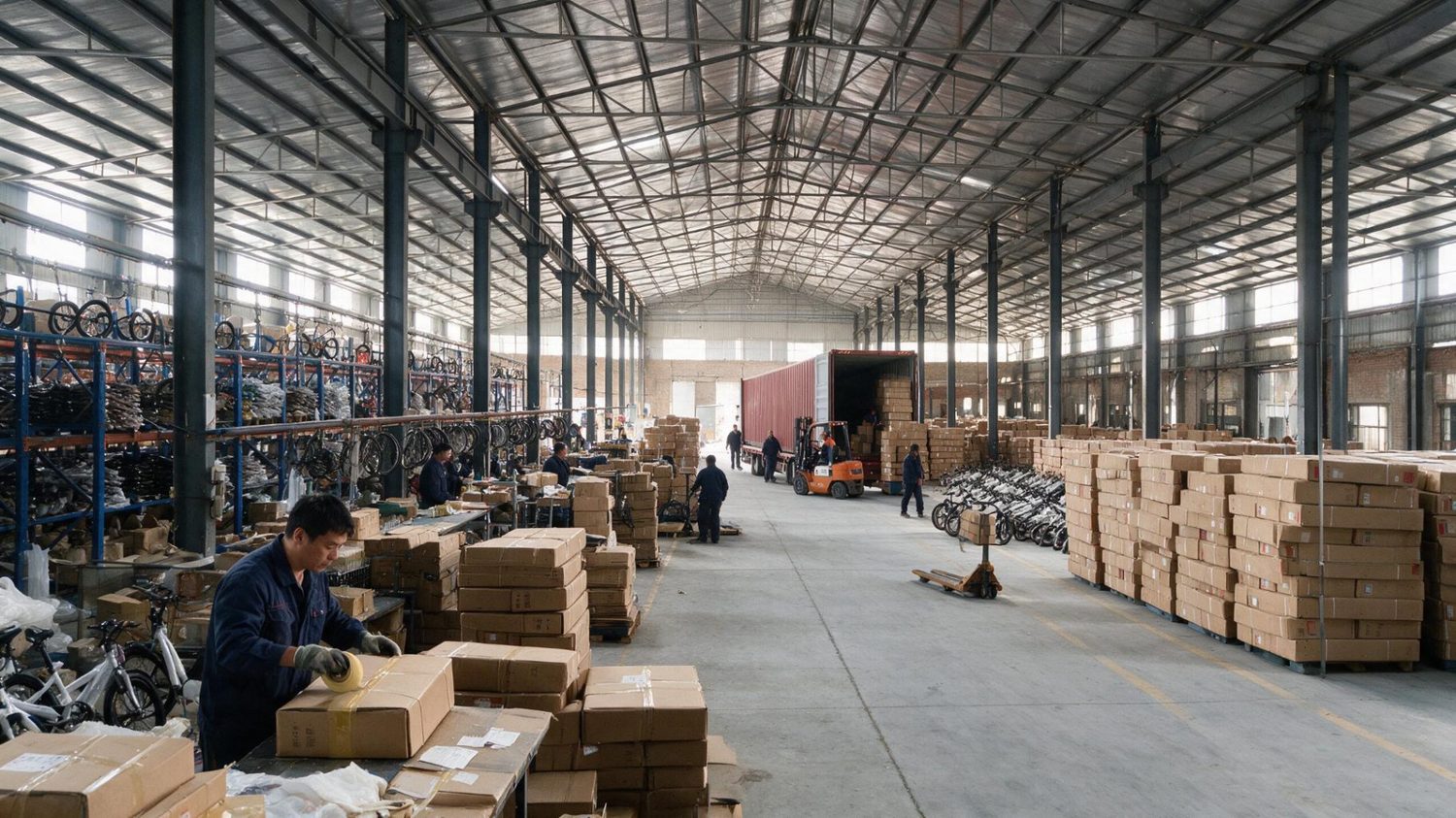 WANDYY warehouse with cartons and containers for export